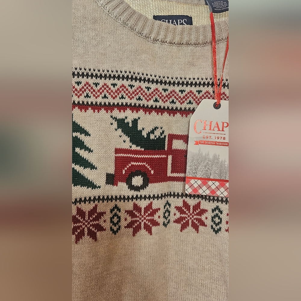 Chaps Men's & Big Men's Cotton Moliclay Fairisle Crewneck Sweater, Size XL - Picture 5 of 7